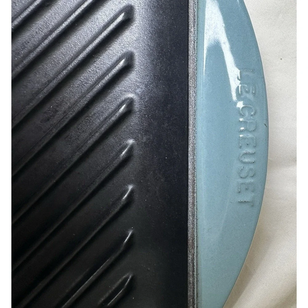 Le Creuset Cast Iron Grill Pan Caribbean Blue 40 France Double Handle